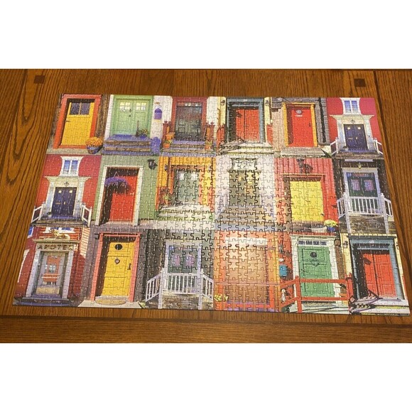 Colorful Doors Jigsaw Puzzle 29.5” By 19.5” Inches By Talking Tables 1000 Pieces - Picture 3 of 5